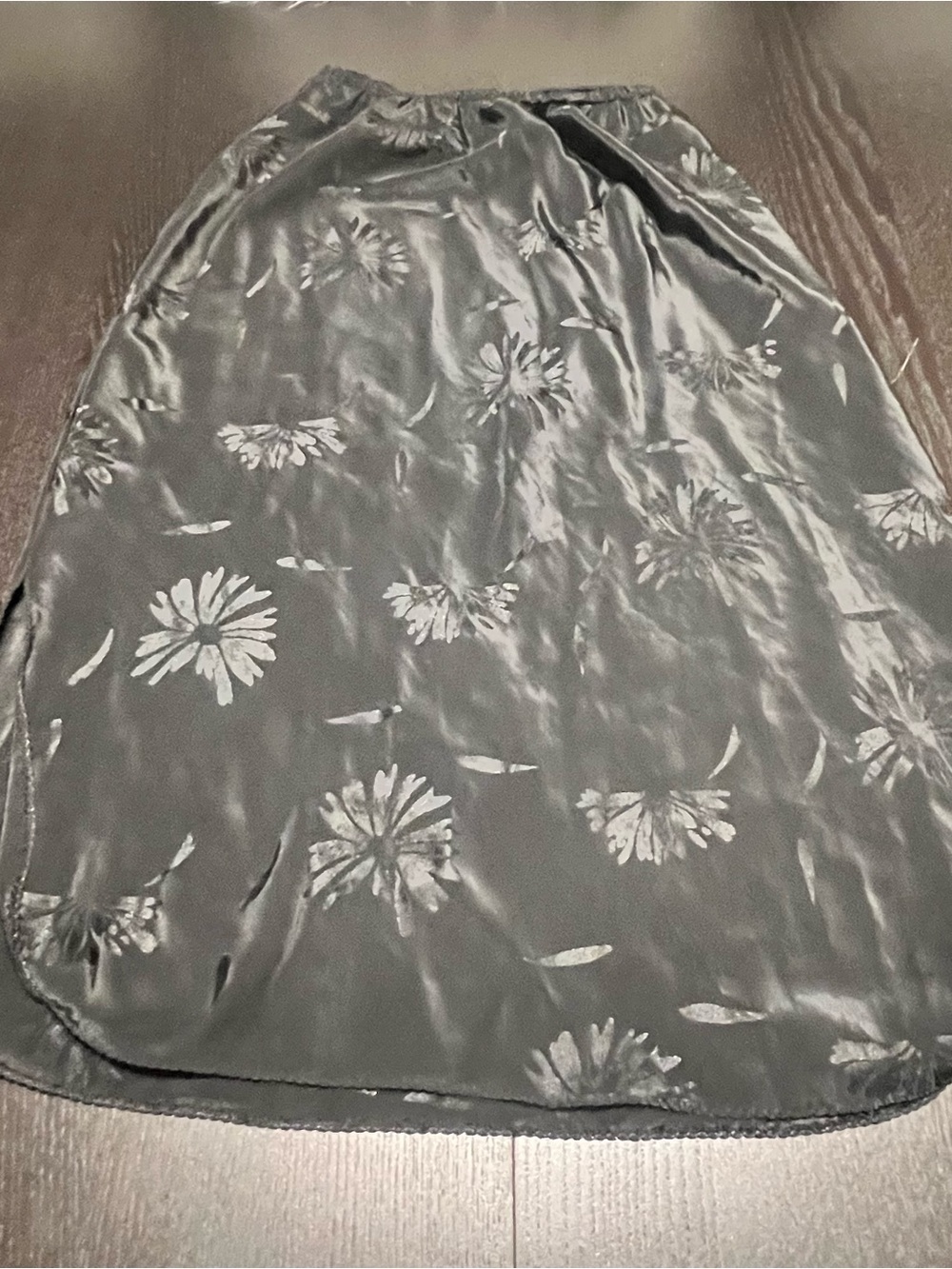 Vintage Black Floral Satin Slip